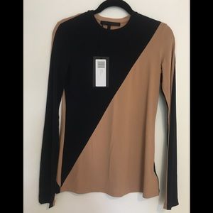 Victoria Beckham Black and Tan long sleeve top